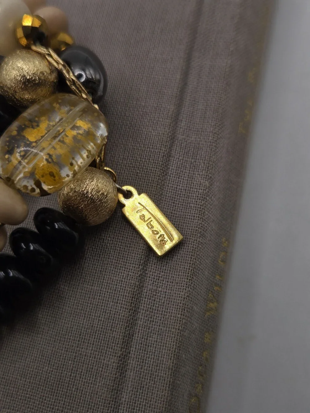 Mixed Metals Chunky Rondelle Beads Bracelet Stack Talbots Gold Fleck Boho Beachy
